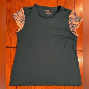 EUC Denise Cronwall Trista cap sleeve shirt,size small, teal color